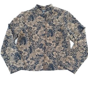 T & Company Elegant Floral Button Down Blouse Size 10 Petite